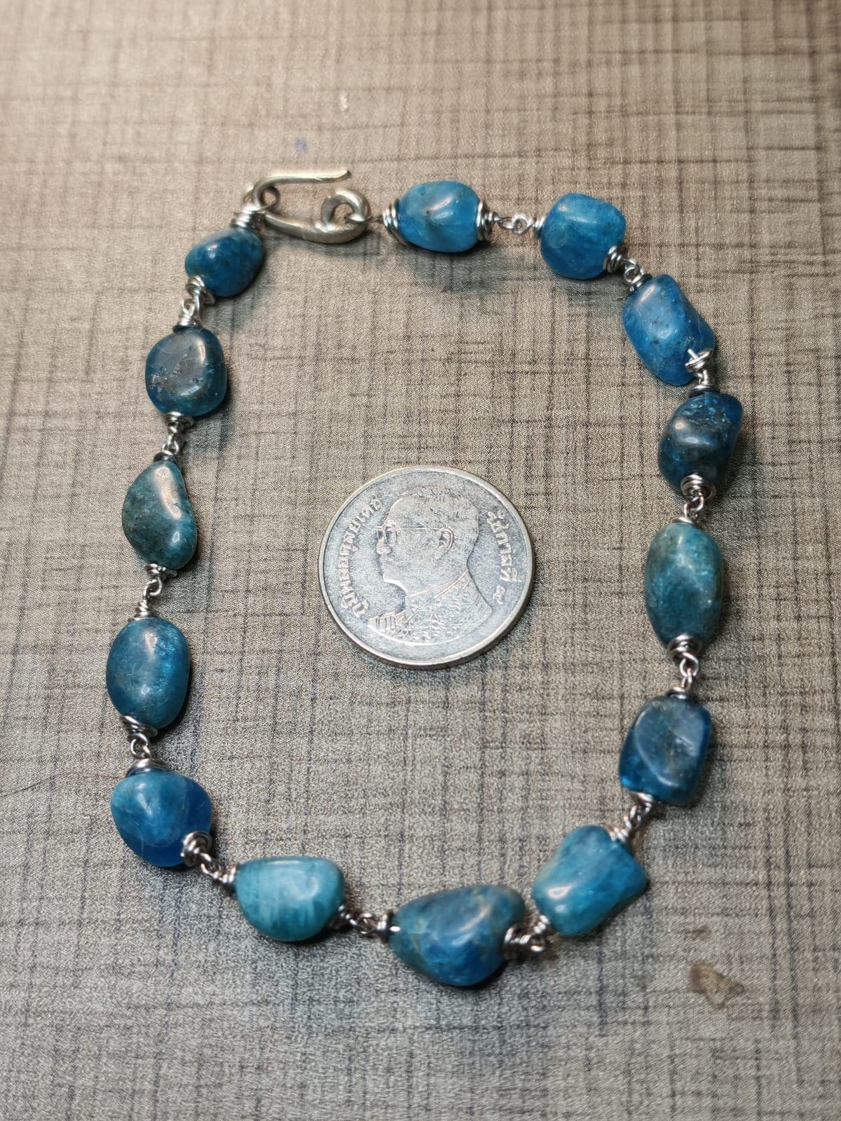 Aegean Blue Apatite Tumbled Pebble Link Bracelet