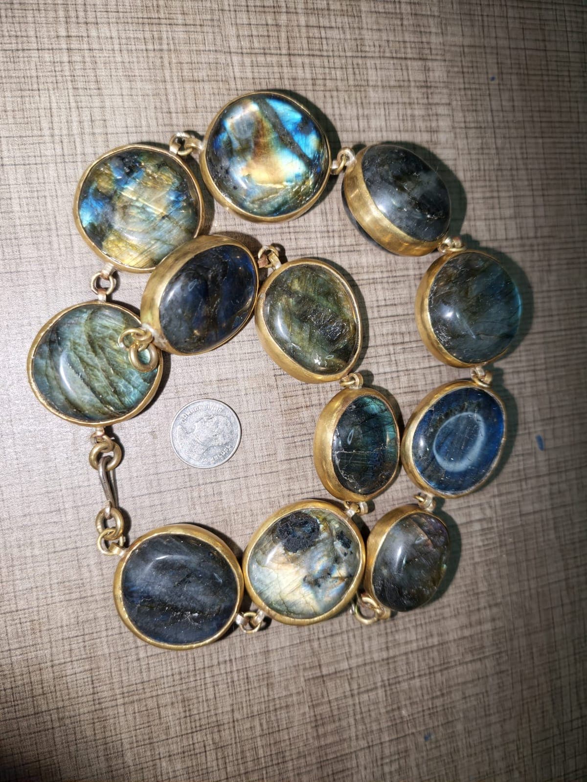 Aurora Labradorite Cabochon Gold-Tone Statement Necklace