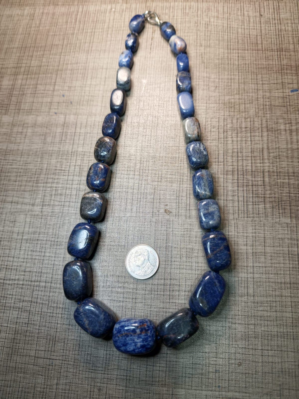 Denim Blue Sodalite Chunky Barrel Statement Necklace