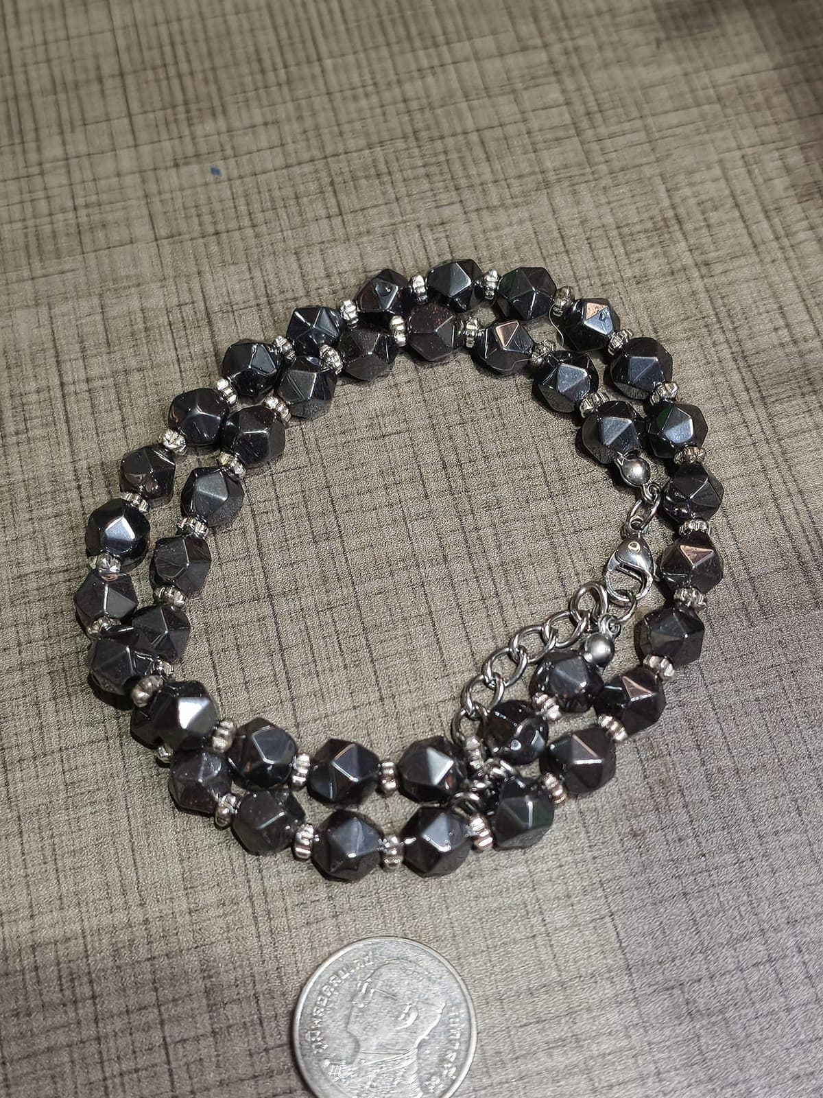 Faceted Gunmetal Hematite Beaded Choker Necklace