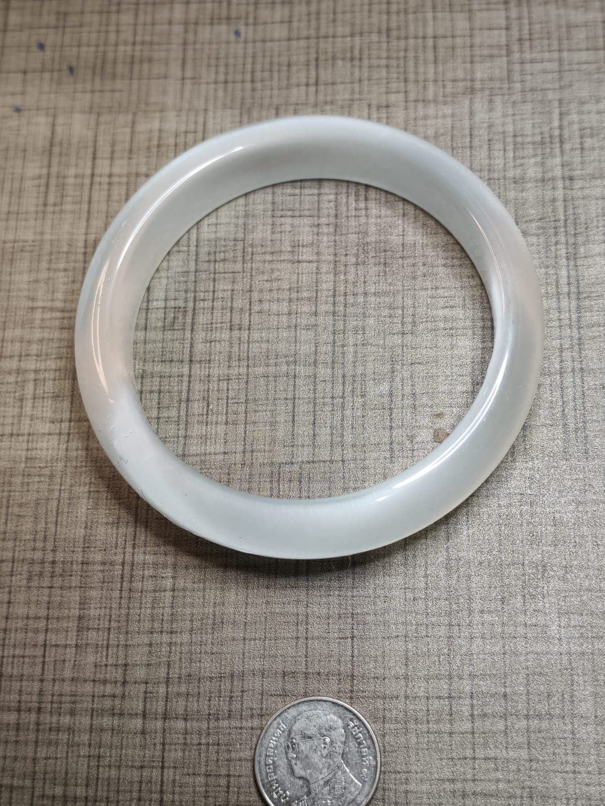 Icy Translucent White Chalcedony Bangle