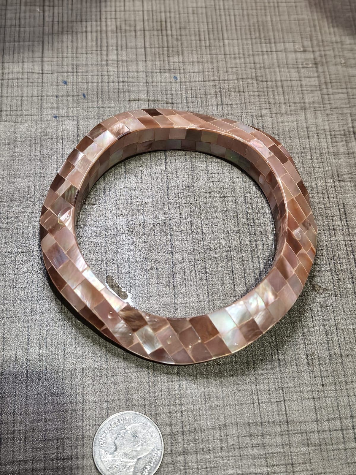 Iridescent Rose-Gold Mother of Pearl Mosaic Bangle