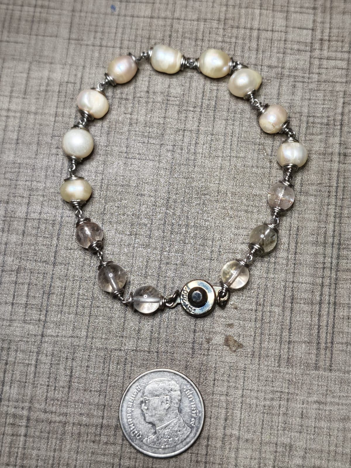 Luminous Sea & Earth Freshwater Pearl & Quartz Link Bracelet