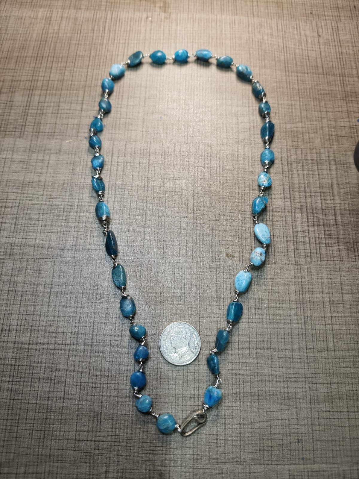Mediterranean Blue Apatite Hand-Wired Link Necklace