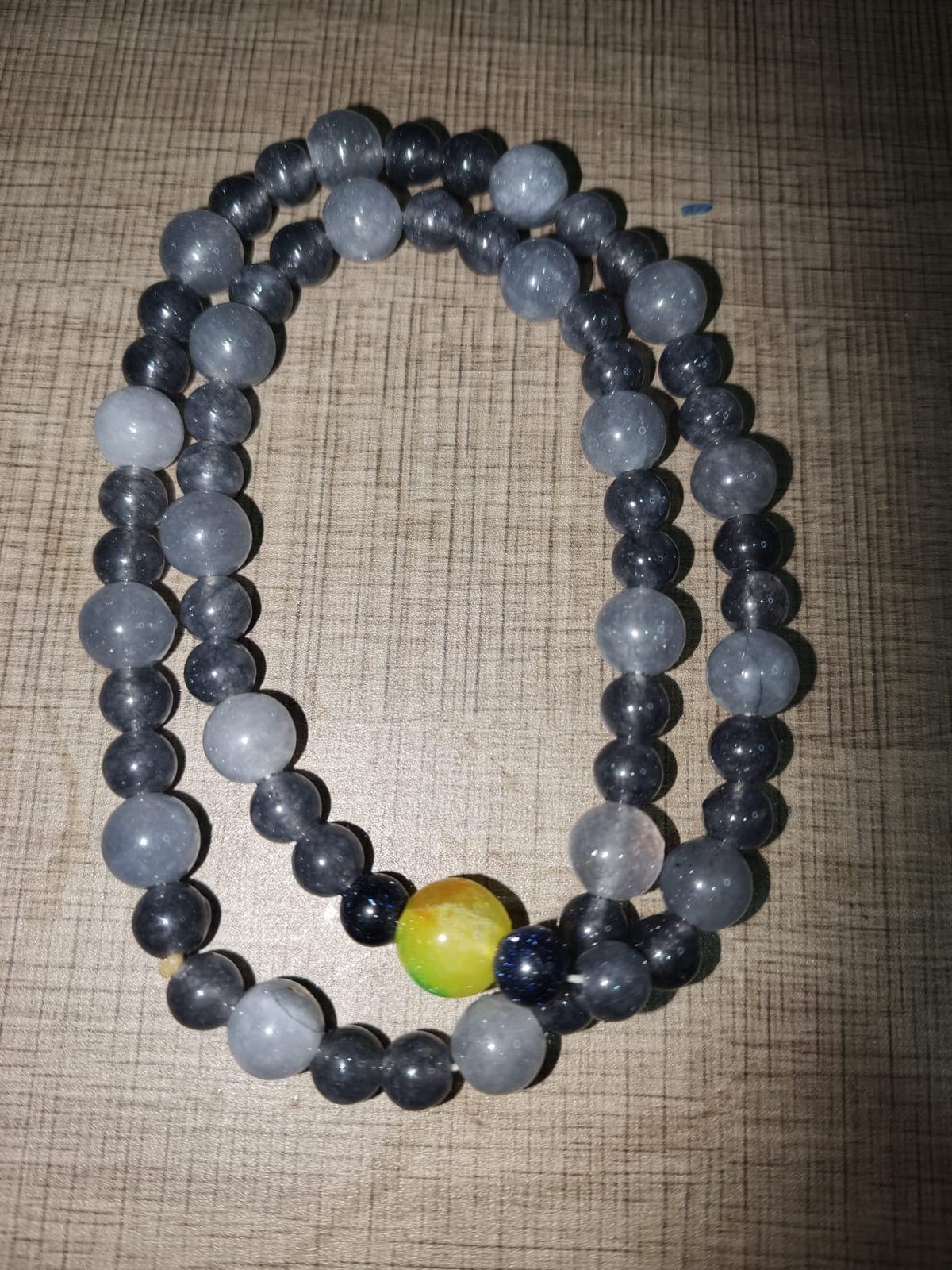 Mystic Grey Quartz Beaded Strand with Celestial Accents