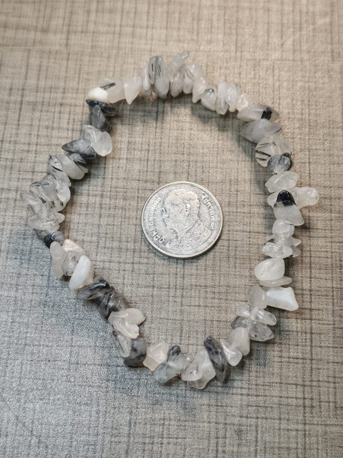 Needle-Inclusions Tourmalinated Quartz Chip Bracelet