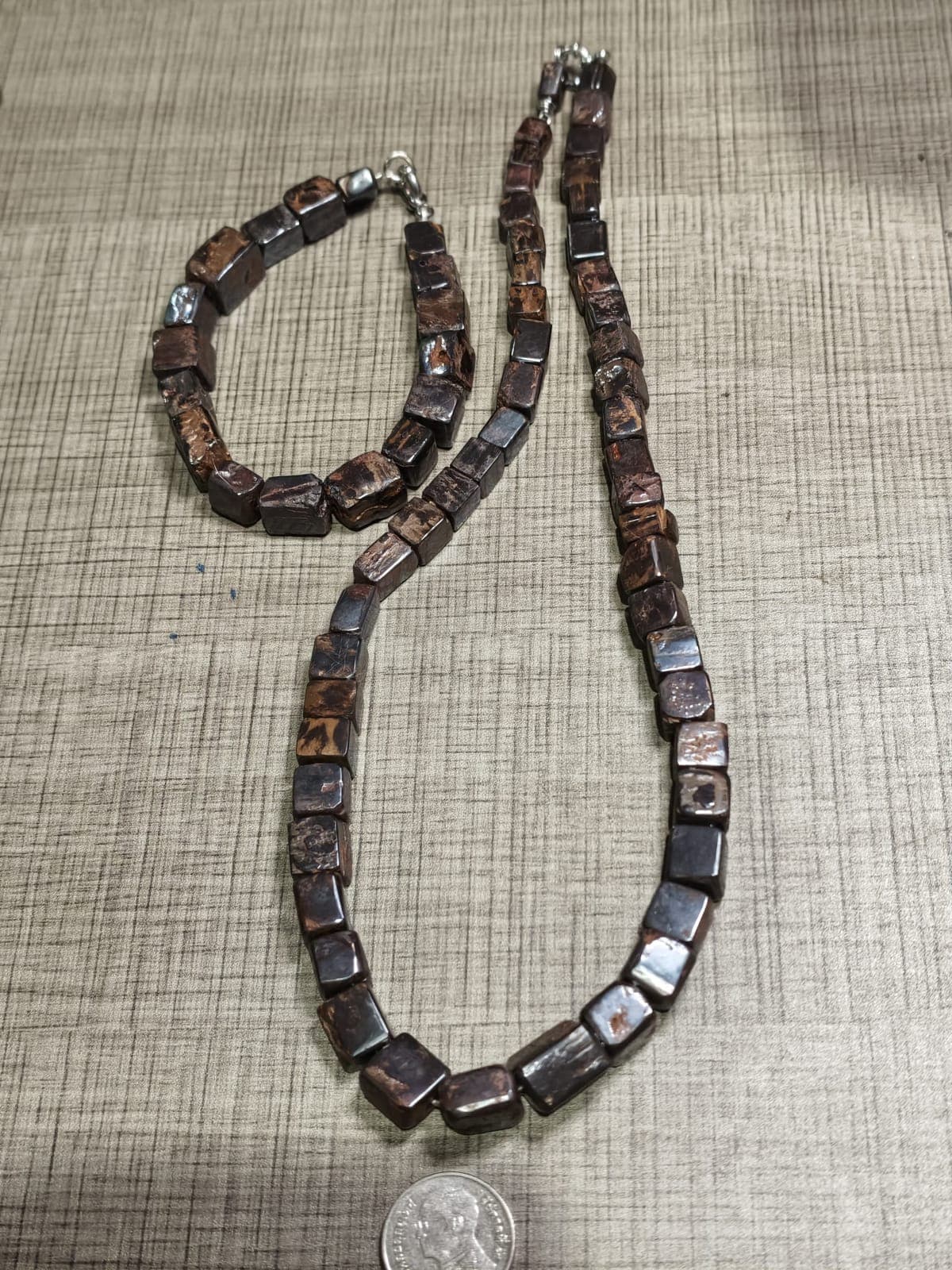 Timber Craft Rustic Cube Statement Strand Necklace