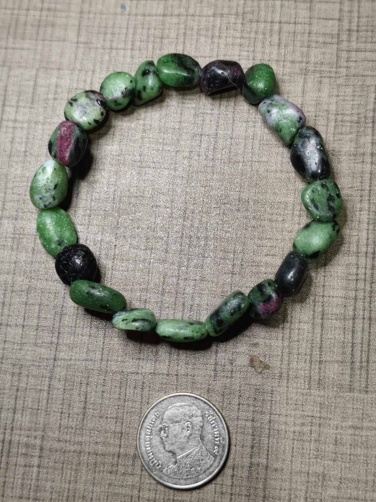 Wild Orchid Ruby in Zoisite Tumbled Pebble Bracelet