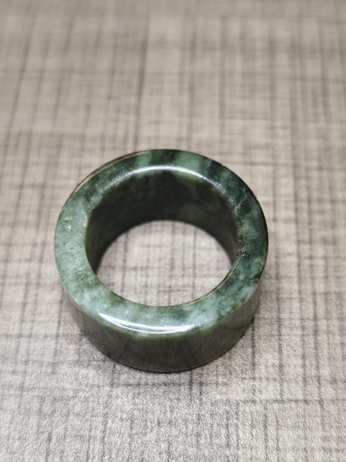 Dynasty Moss Green Carved Solid Jade Statement Ring