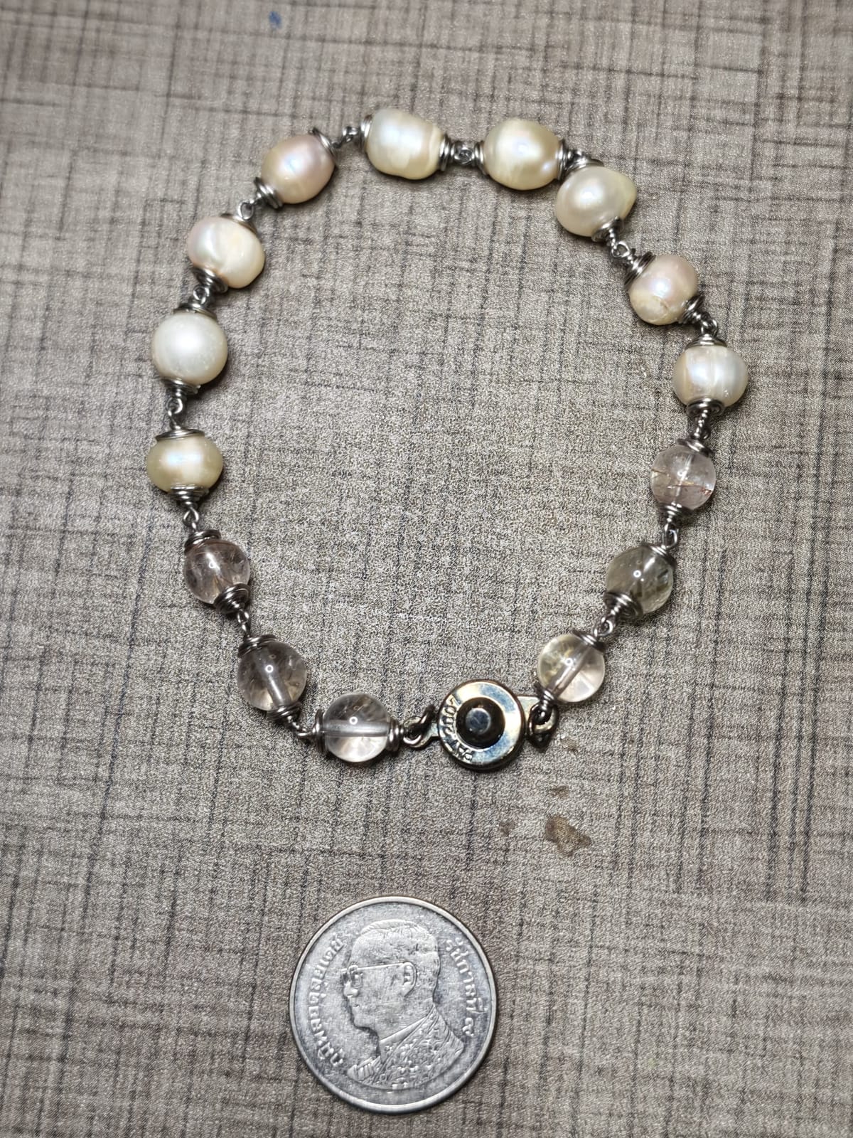 Luminous Sea & Earth Freshwater Pearl & Quartz Link Bracelet